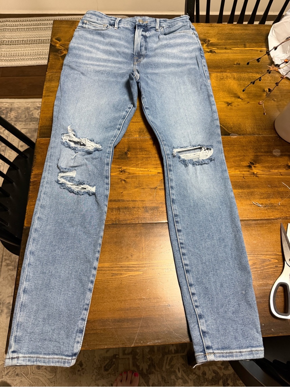 Good American Good Legs High Rise Skinny Jeans Distressed 8/29 Indigo 094